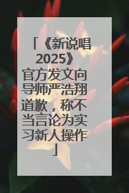 《新说唱2025》官方发文向导师严浩翔道歉，称不当言论为实习新人操作