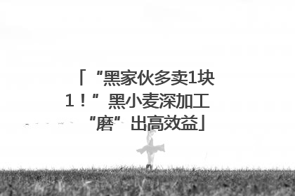 “黑家伙多卖1块1！”黑小麦深加工“磨”出高效益