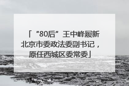 “80后”王中峰履新北京市委政法委副书记，原任西城区委常委