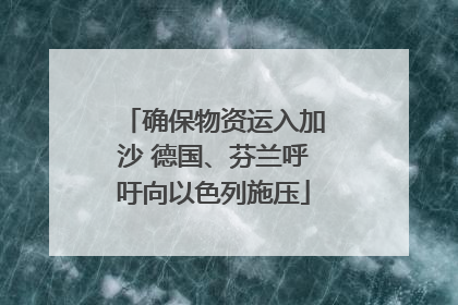 确保物资运入加沙 德国、芬兰呼吁向以色列施压