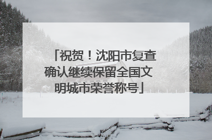 祝贺！沈阳市复查确认继续保留全国文明城市荣誉称号
