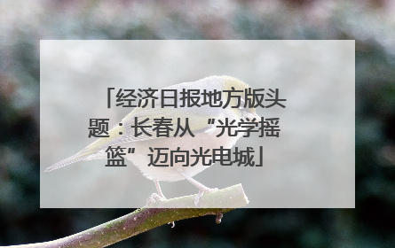 经济日报地方版头题：长春从“光学摇篮”迈向光电城