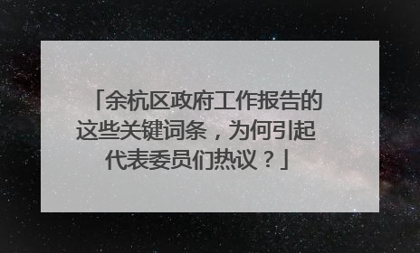 余杭区政府工作报告的这些关键词条，为何引起代表委员们热议？