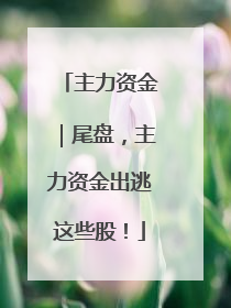 主力资金｜尾盘，主力资金出逃这些股！
