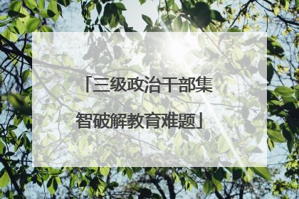 三级政治干部集智破解教育难题