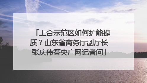上合示范区如何扩能提质？山东省商务厅副厅长张庆伟答央广网记者问