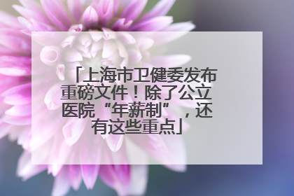上海市卫健委发布重磅文件！除了公立医院“年薪制”，还有这些重点