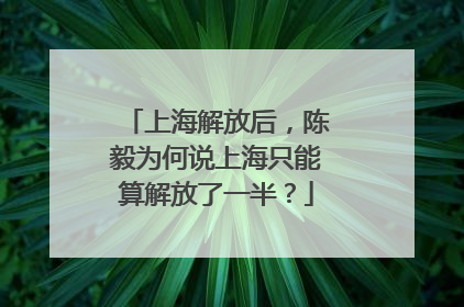 上海解放后，陈毅为何说上海只能算解放了一半？