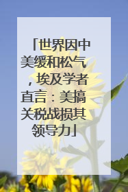世界因中美缓和松气，埃及学者直言：美搞关税战损其领导力