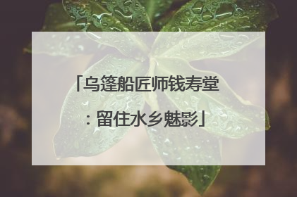乌篷船匠师钱寿堂：留住水乡魅影