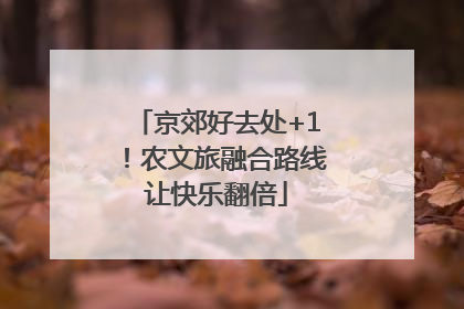 京郊好去处+1！农文旅融合路线让快乐翻倍