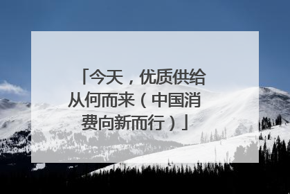 今天，优质供给从何而来（中国消费向新而行）