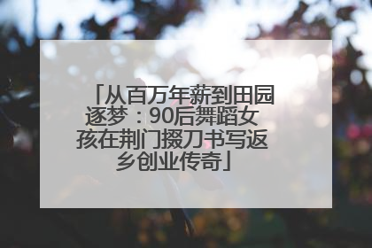 从百万年薪到田园逐梦：90后舞蹈女孩在荆门掇刀书写返乡创业传奇