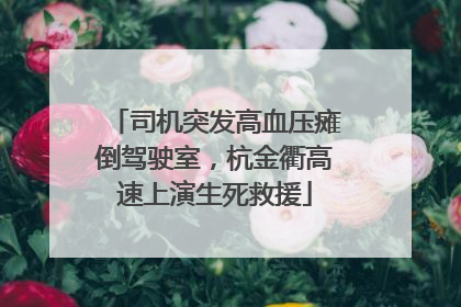 司机突发高血压瘫倒驾驶室，杭金衢高速上演生死救援