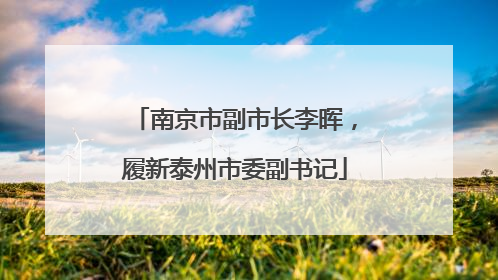 南京市副市长李晖，履新泰州市委副书记