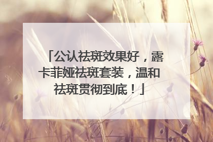 公认祛斑效果好，露卡菲娅祛斑套装，温和祛斑贯彻到底！