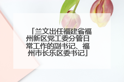 兰文出任福建省福州新区党工委分管日常工作的副书记、福州市长乐区委书记