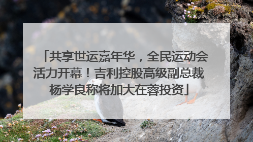 共享世运嘉年华，全民运动会活力开幕！吉利控股高级副总裁杨学良称将加大在蓉投资
