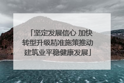 坚定发展信心 加快转型升级精准施策推动建筑业平稳健康发展
