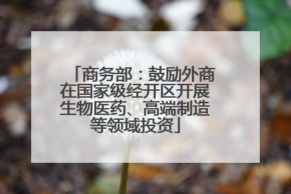 商务部：鼓励外商在国家级经开区开展生物医药、高端制造等领域投资