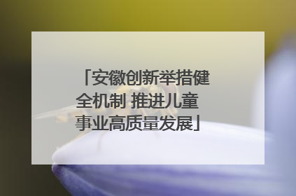 安徽创新举措健全机制 推进儿童事业高质量发展