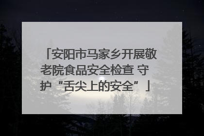 安阳市马家乡开展敬老院食品安全检查 守护“舌尖上的安全”
