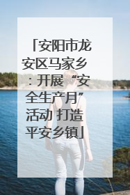 安阳市龙安区马家乡：开展“安全生产月”活动 打造平安乡镇