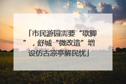 市民游园需要“歇脚”，舒城“微改造”增设仿古凉亭解民忧