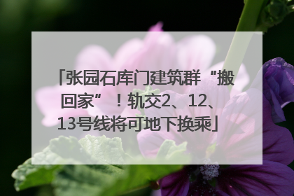 张园石库门建筑群“搬回家”！轨交2、12、13号线将可地下换乘