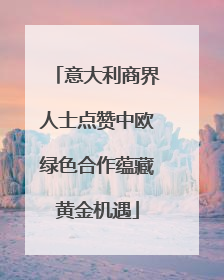 意大利商界人士点赞中欧绿色合作蕴藏黄金机遇