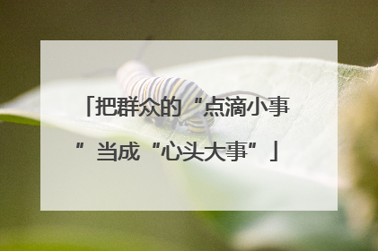 把群众的“点滴小事”当成“心头大事”