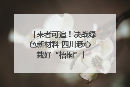 来者可追！决战绿色新材料 四川悉心栽好“梧桐”
