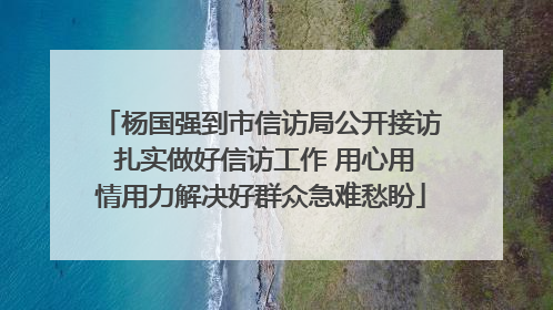 杨国强到市信访局公开接访 扎实做好信访工作 用心用情用力解决好群众急难愁盼