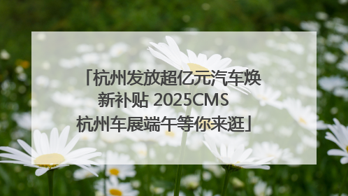 杭州发放超亿元汽车焕新补贴 2025CMS杭州车展端午等你来逛