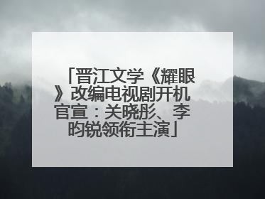 晋江文学《耀眼》改编电视剧开机官宣：关晓彤、李昀锐领衔主演