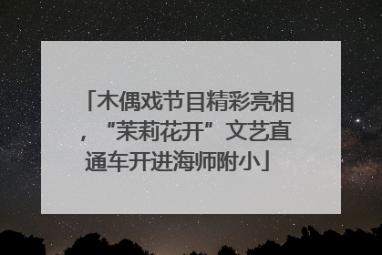 木偶戏节目精彩亮相，“茉莉花开”文艺直通车开进海师附小