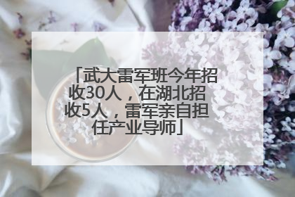 武大雷军班今年招收30人，在湖北招收5人，雷军亲自担任产业导师