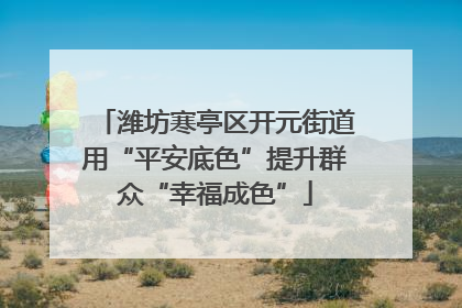 潍坊寒亭区开元街道用“平安底色”提升群众“幸福成色”