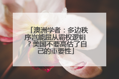 澳洲学者：多边秩序岂能屈从霸权逻辑？美国不要高估了自己的重要性