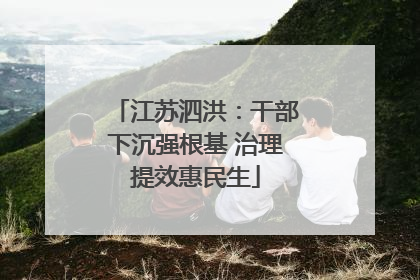 江苏泗洪：干部下沉强根基 治理提效惠民生