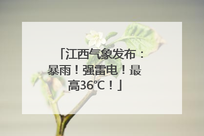 江西气象发布：暴雨！强雷电！最高36℃！