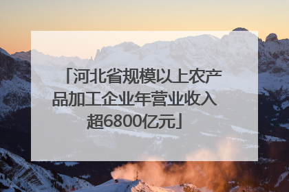 河北省规模以上农产品加工企业年营业收入超6800亿元