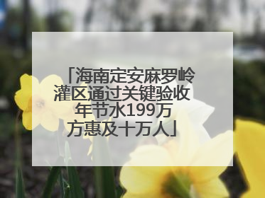 海南定安麻罗岭灌区通过关键验收 年节水199万方惠及十万人