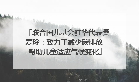 联合国儿基会驻华代表桑爱玲：致力于减少碳排放 帮助儿童适应气候变化