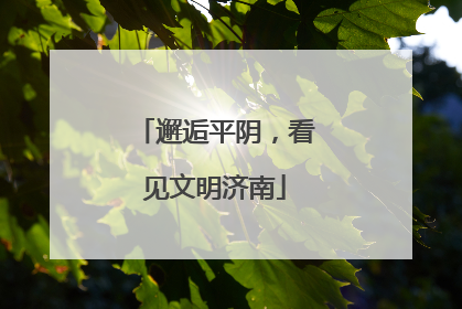 邂逅平阴，看见文明济南