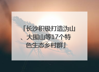 长沙积极打造沩山、大围山等17个特色生态乡村群