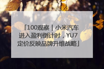 100观察｜小米汽车进入盈利倒计时，YU7定价反映品牌升维战略