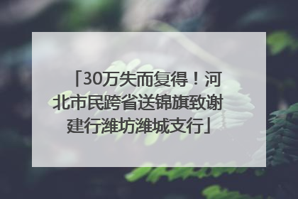 30万失而复得！河北市民跨省送锦旗致谢建行潍坊潍城支行
