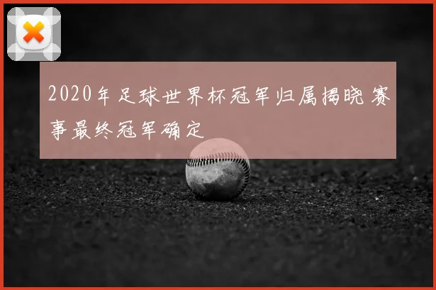 2020年足球世界杯冠军归属揭晓 赛事最终冠军确定